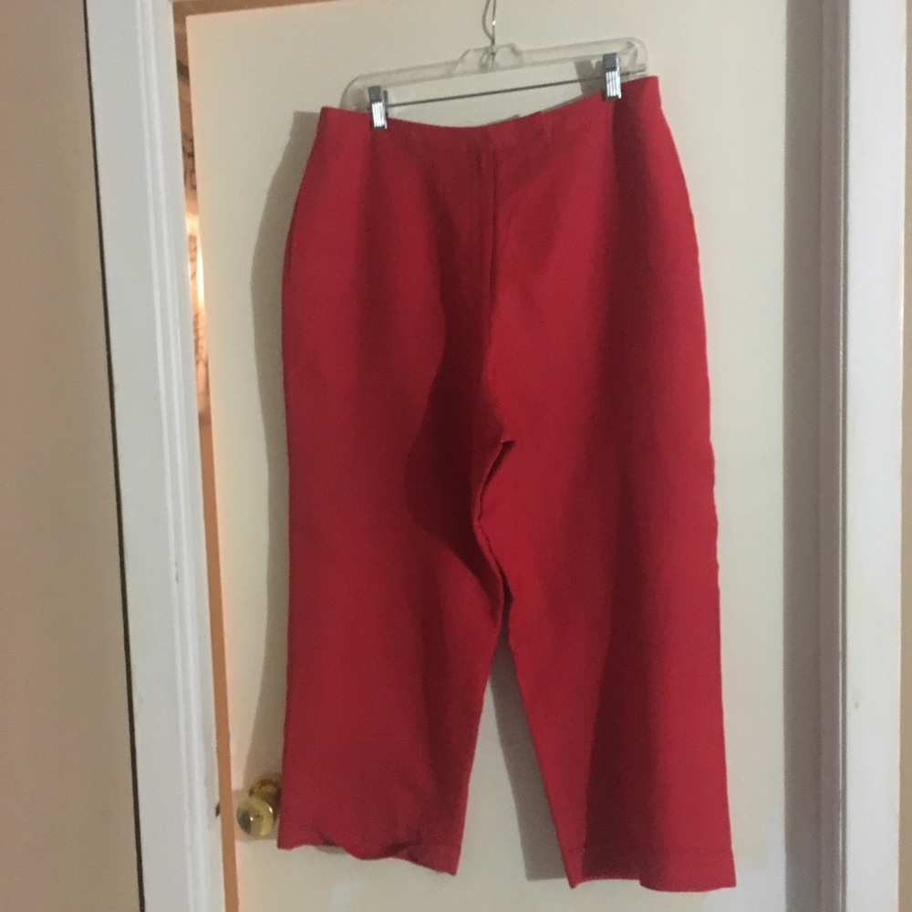 David N Red Ankle Length Cuff Pants Size 14